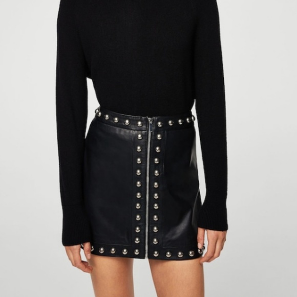 Mango Dresses & Skirts - Mango Amazing Studded Leather Skirt Size XS NWT